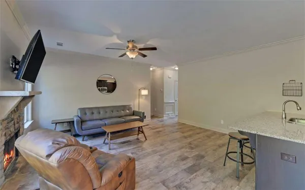 a living room with furniture