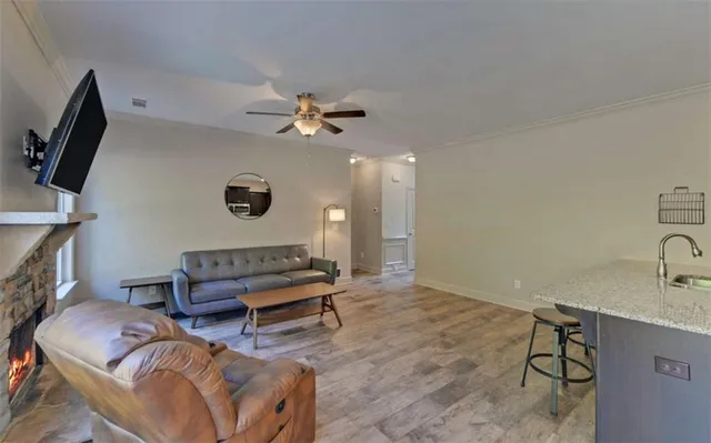 a living room with furniture