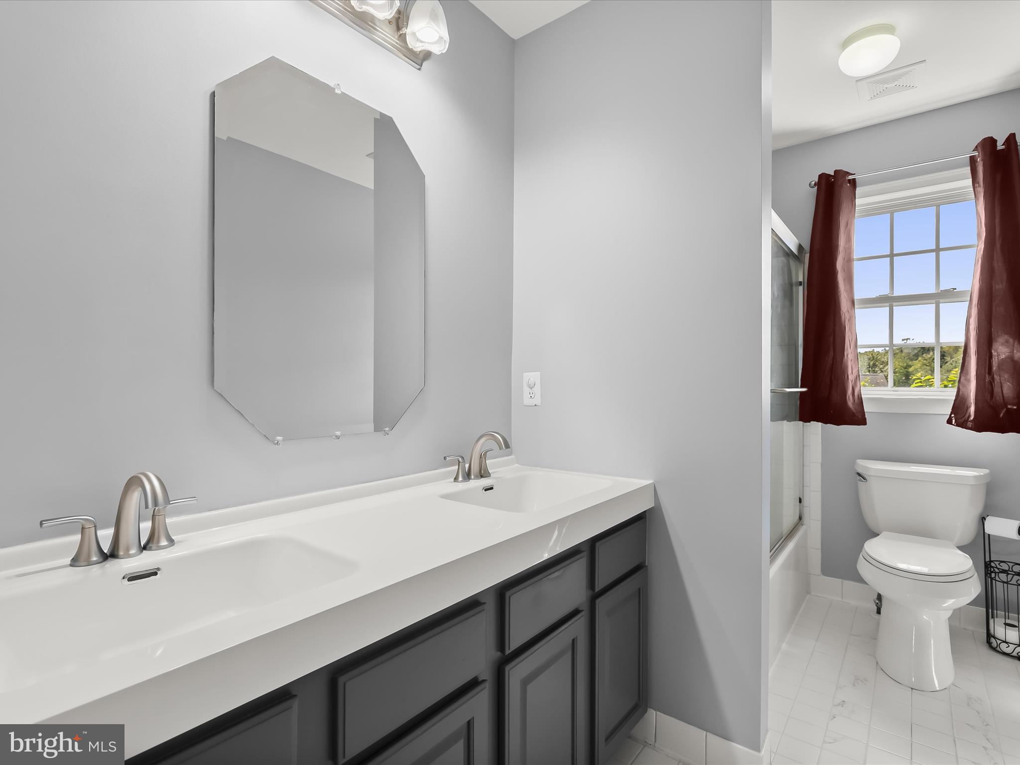 5816 Rockburn Woods Way Elkridge, MD 21075 - Photo 41 of 64 a bathroom with a sink a toilet and a mirror