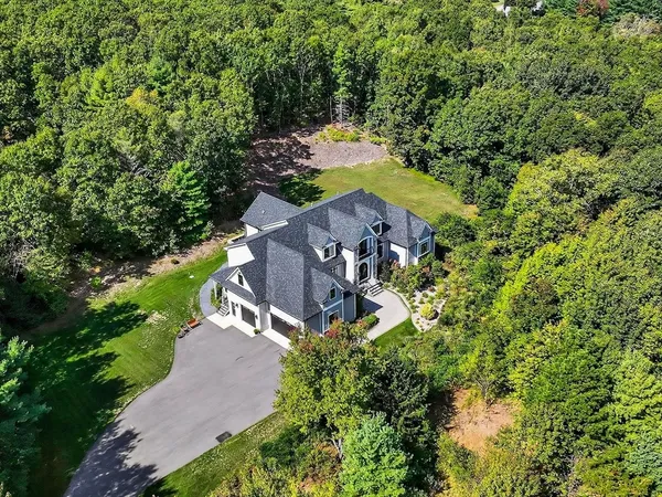 an aerial view of a house