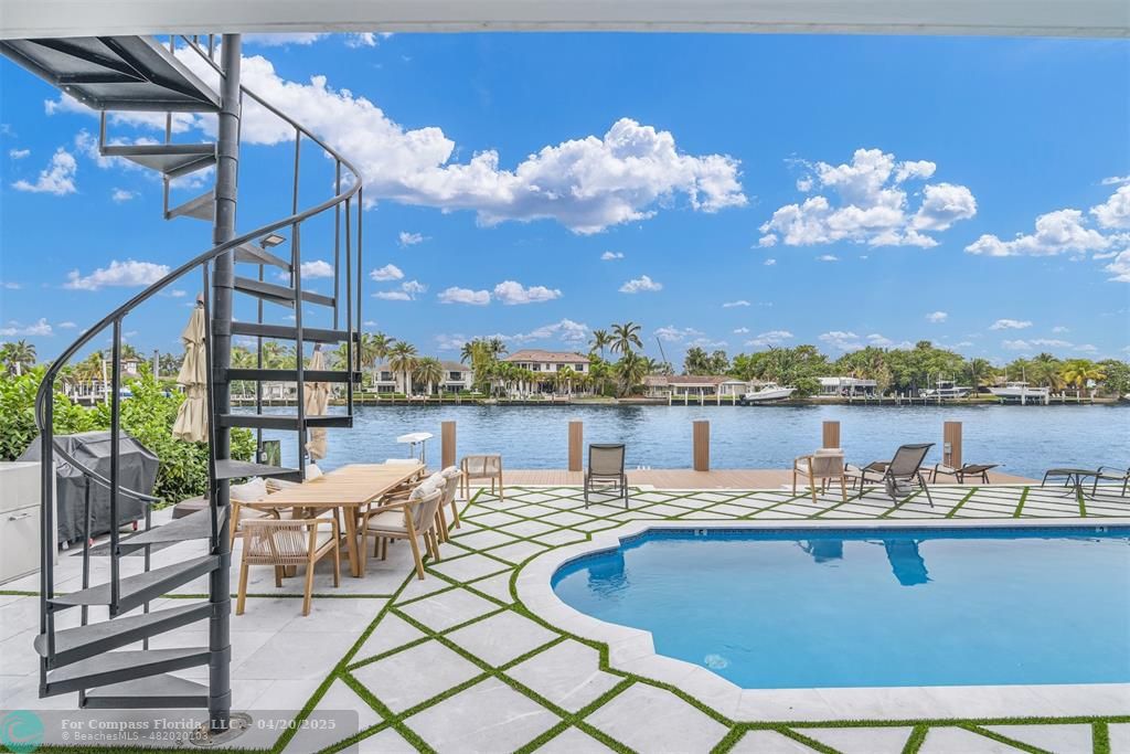 319 South Riverside Drive Pompano Beach, FL 33062 - Photo 33 of 98 a view of a lake with couches chairs and city view