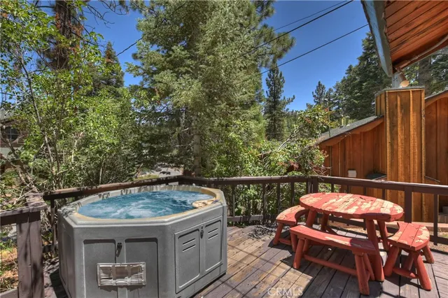 an outdoor space with seating