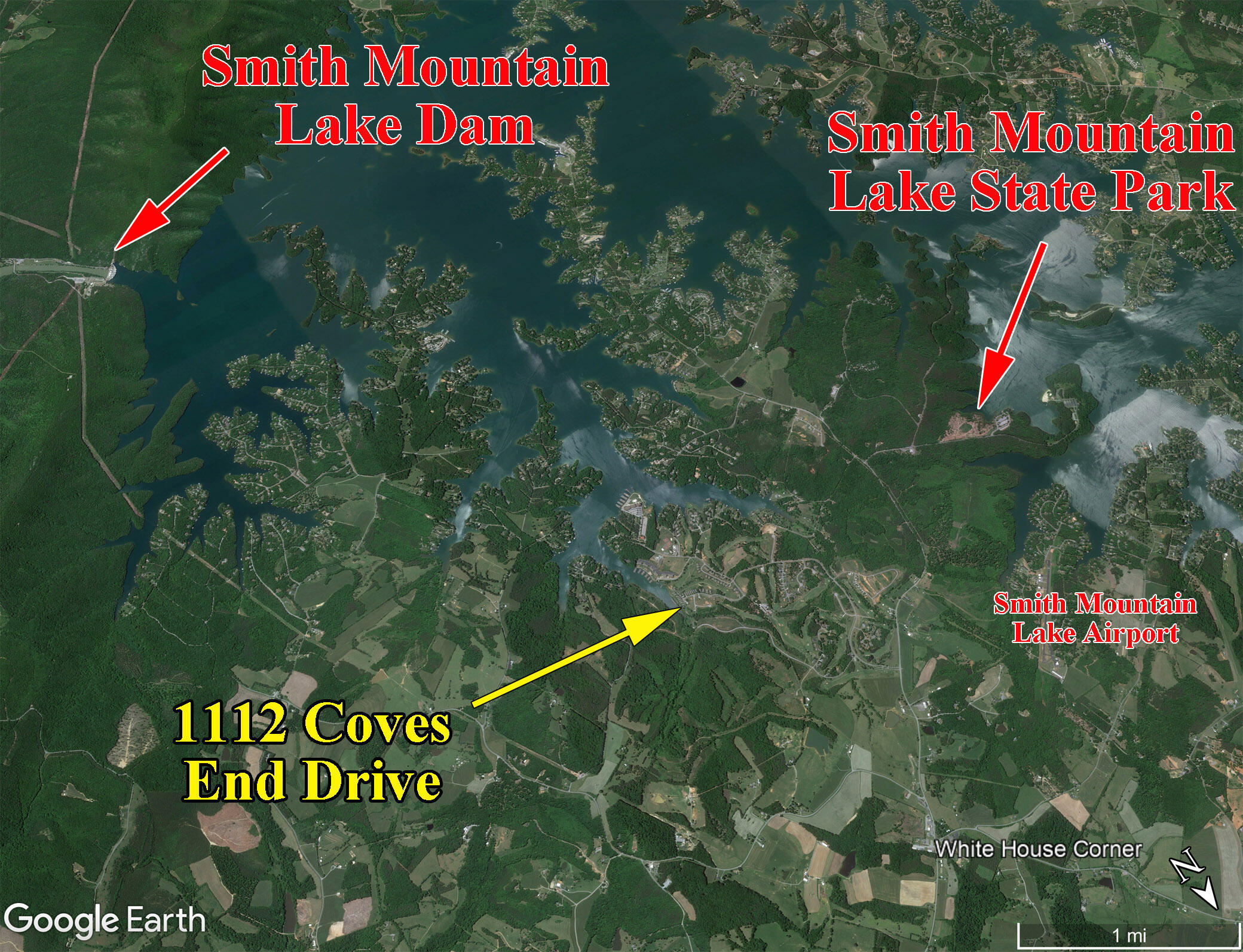 1112 Coves End Road Huddleston, VA 24104 - Photo 72 of 84 google earth4 whitehouse to dam- revised