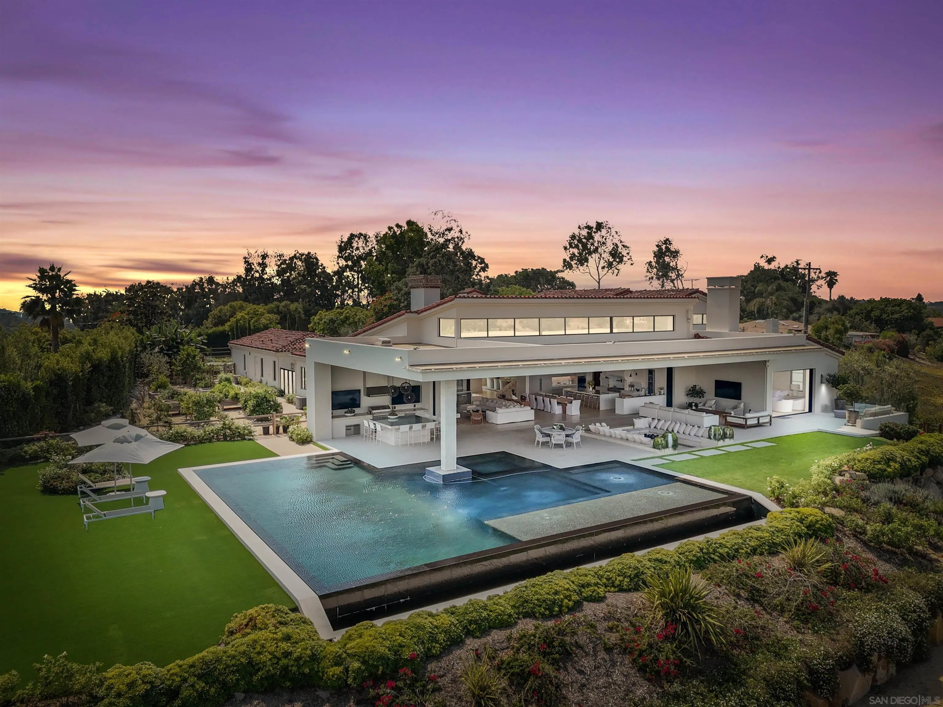 5516 La Crescenta Road Rancho Santa Fe, CA 92067 - Photo 38 of 49 an aerial view of a house with swimming pool garden and patio