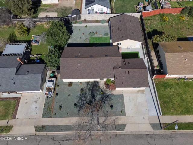 an aerial view of a house