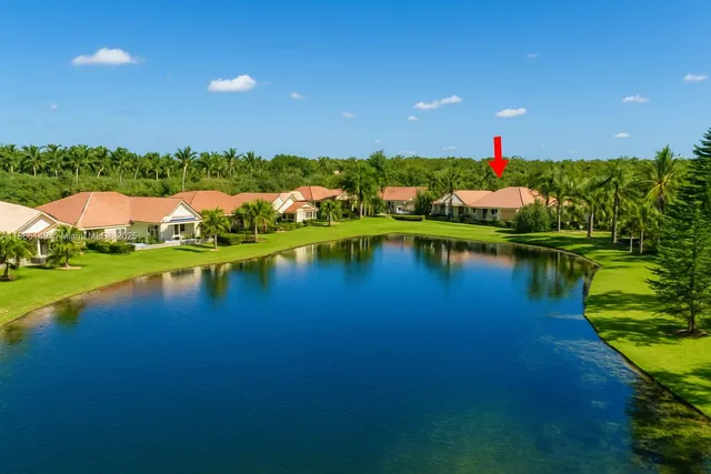 a view of a lake with a city view