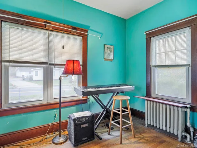 a view of an outdoor space with seating area