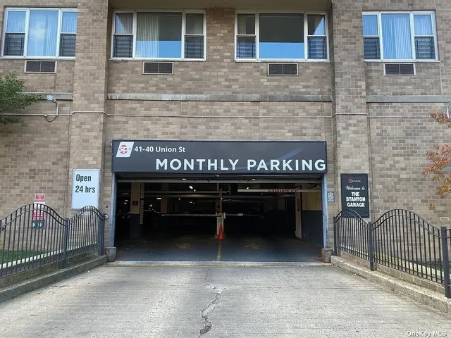 a view of a two door with a bench and door