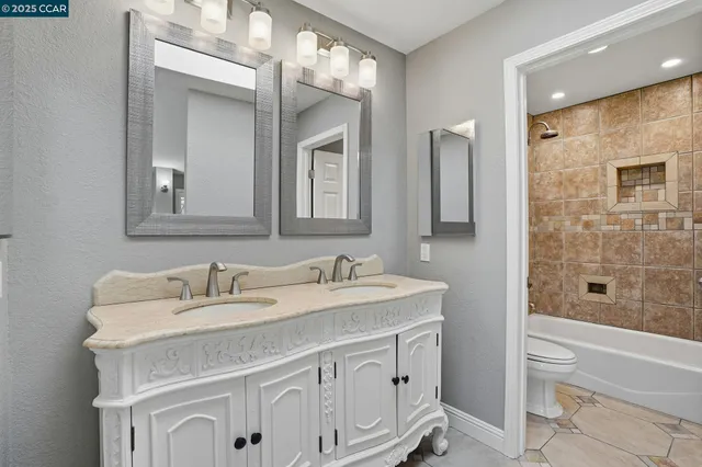 wooden floor in an empty room with a workspace