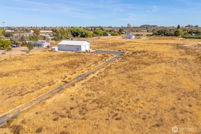 a view of a lake with a city