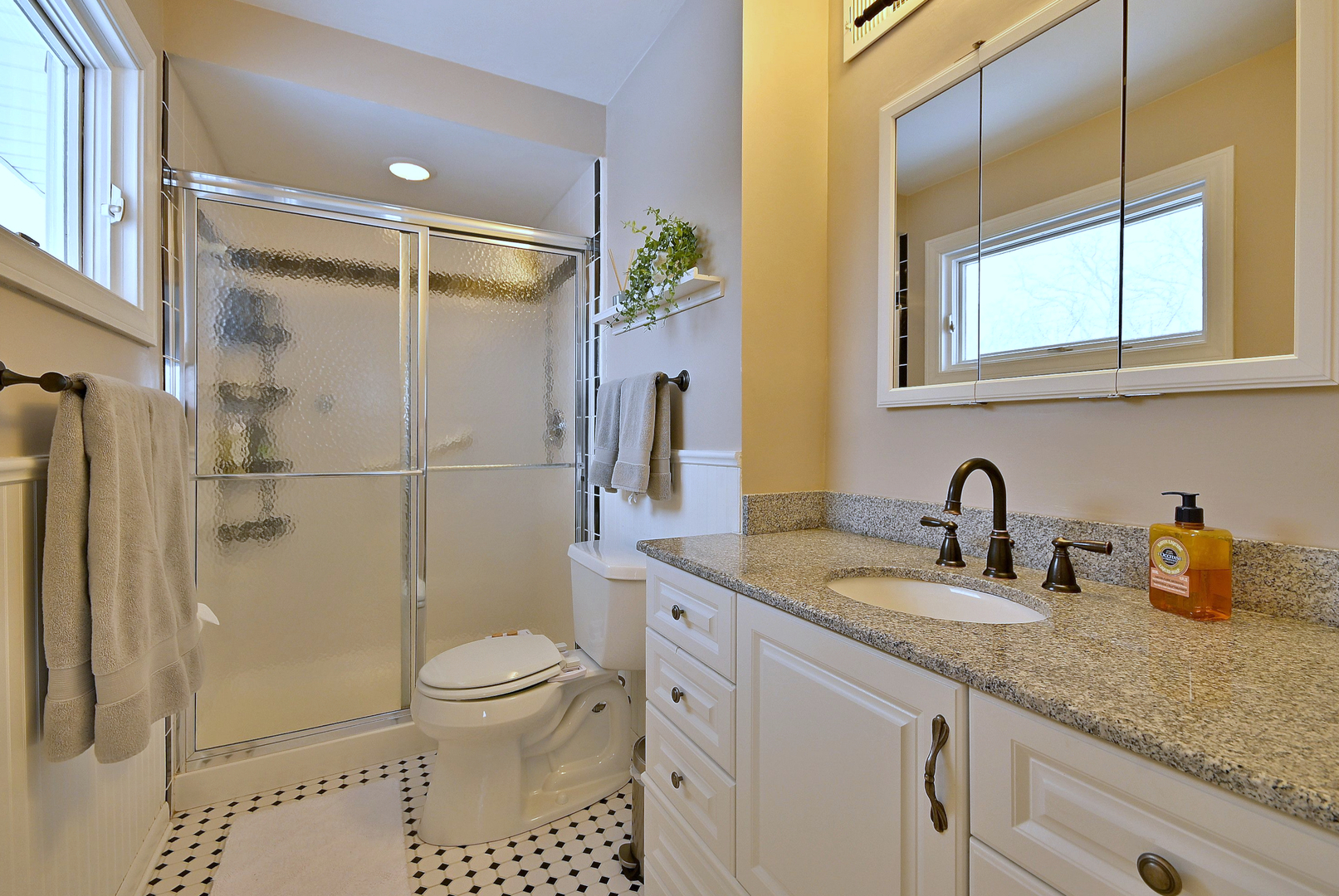 366 Marion Street Elmhurst, IL 60126 - Photo 20 of 41 a bathroom with a granite countertop sink a toilet and shower