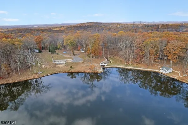 a view of a lake with mountain