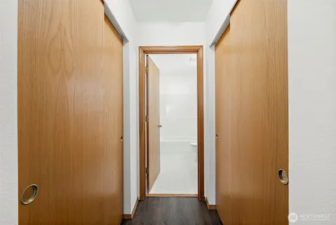 a view of a bathroom with a glass door