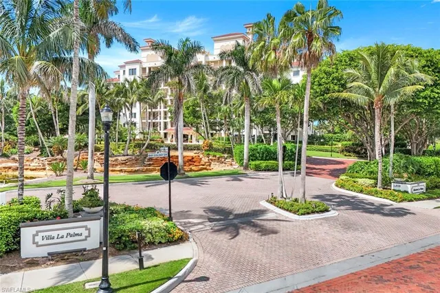 a view of a park with potted plants