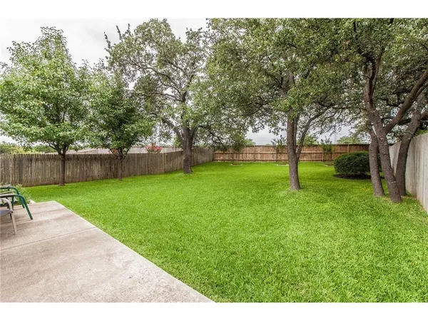 a view of a yard with a tree