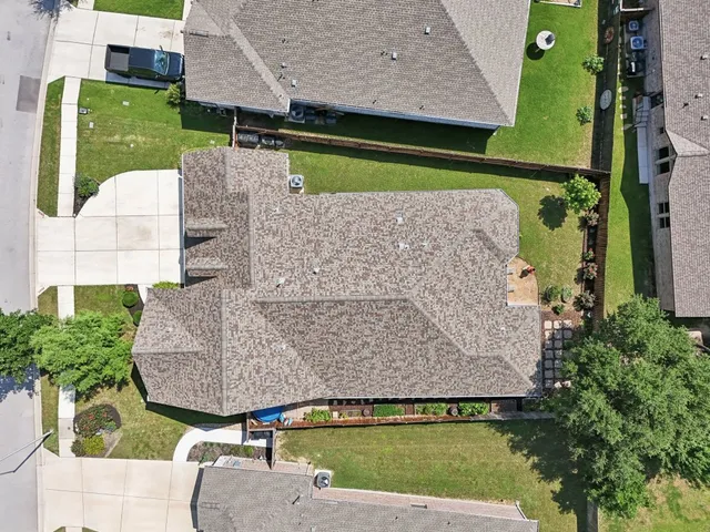 an aerial view of a house having outdoor space