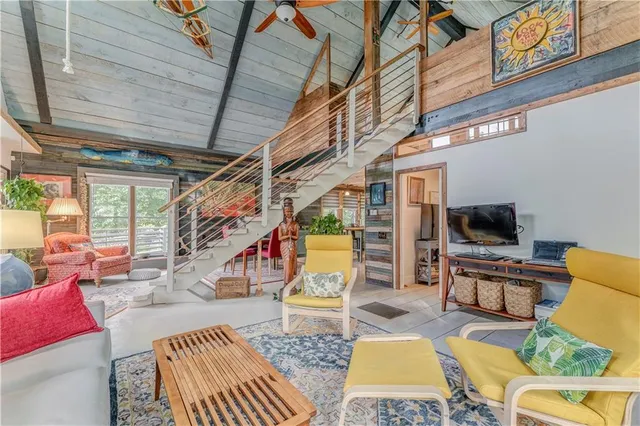 a outdoor living space with furniture