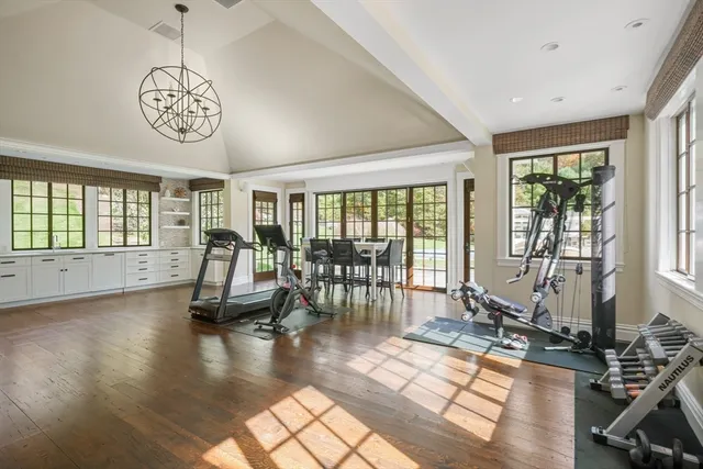a view of a room with gym equipment