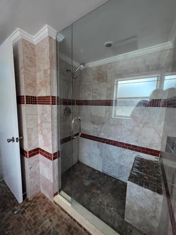 a bathroom with a shower