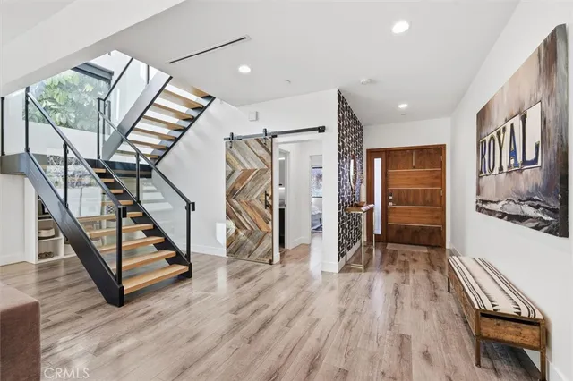 a living room with furniture