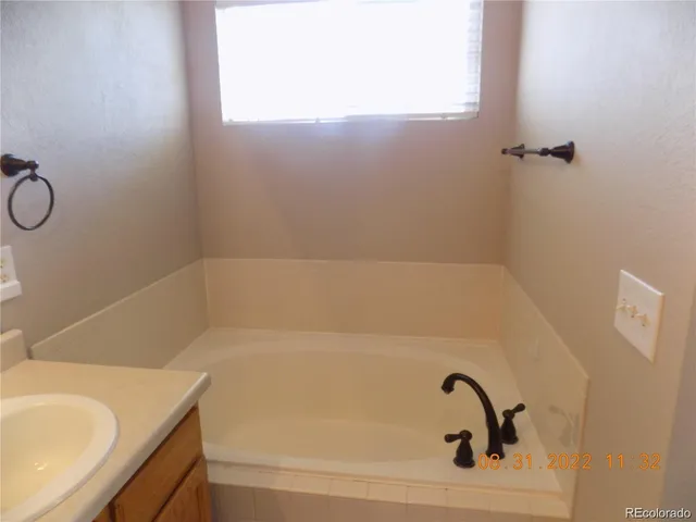 a bathroom with a tub