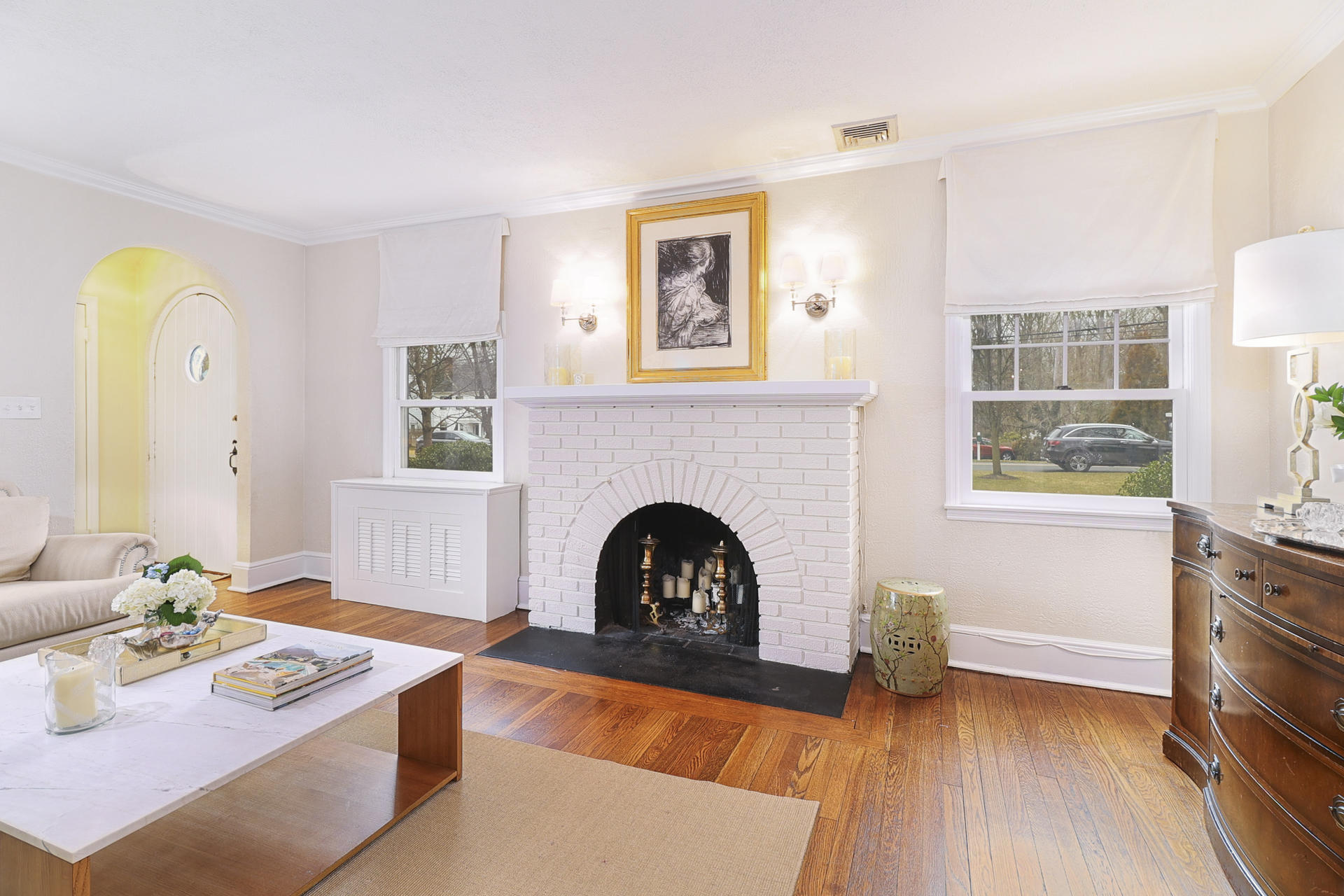 22 Birch Road Darien, CT 06820 - Photo 7 of 40 a living room with furniture and a fireplace