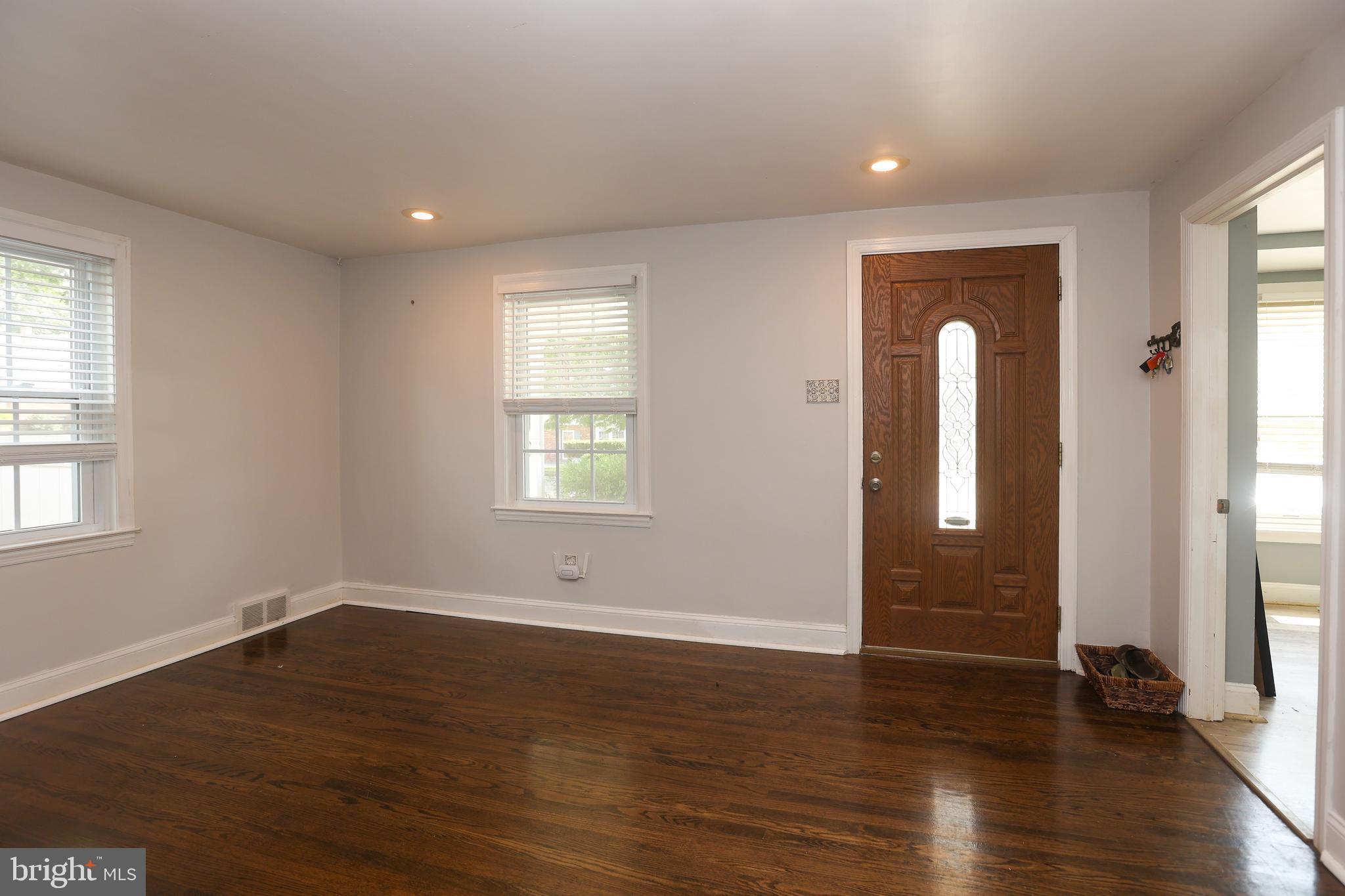 Living room with front door
