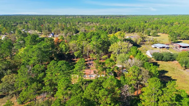 an aerial view of a houses with yard