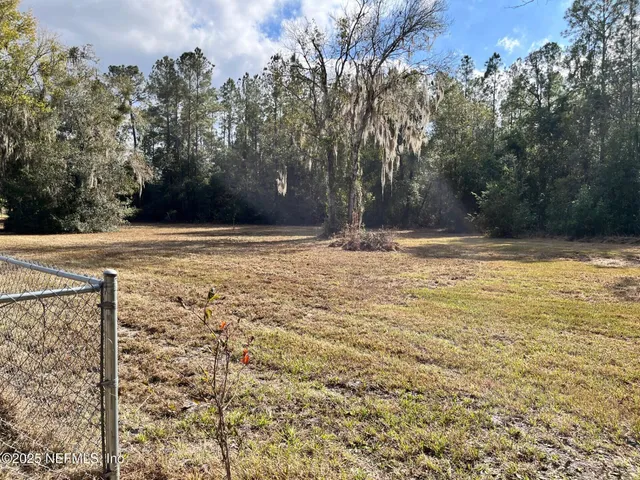 a view of a yard with trees