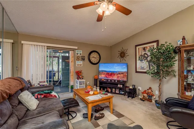a living room with furniture and a rug