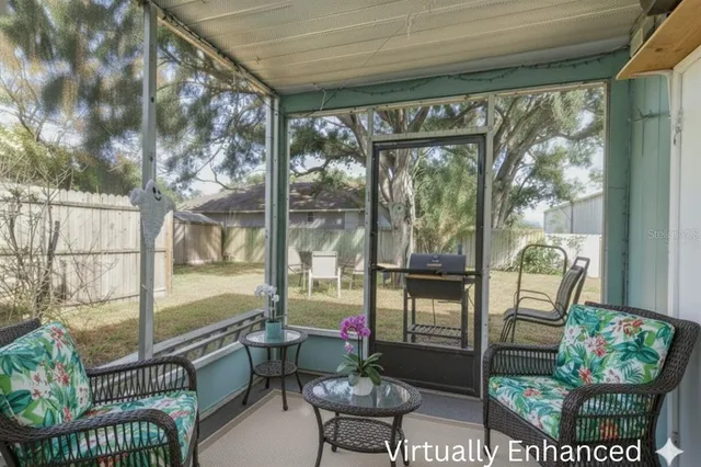 a view of an house with backyard porch and patio