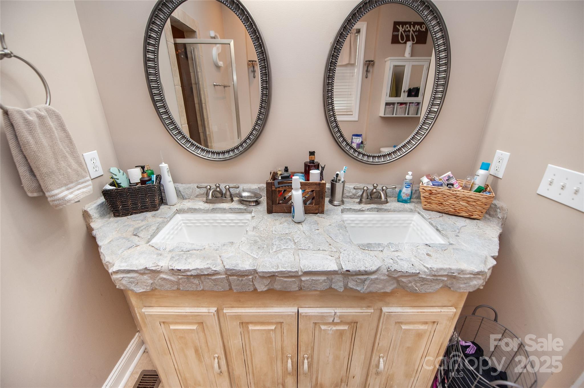 2650 Rainbow Lake Road Inman, SC 29349 - Photo 30 of 48 a bathroom with a granite countertop double vanity and a mirror