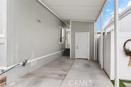 a view of a hallway with a shower