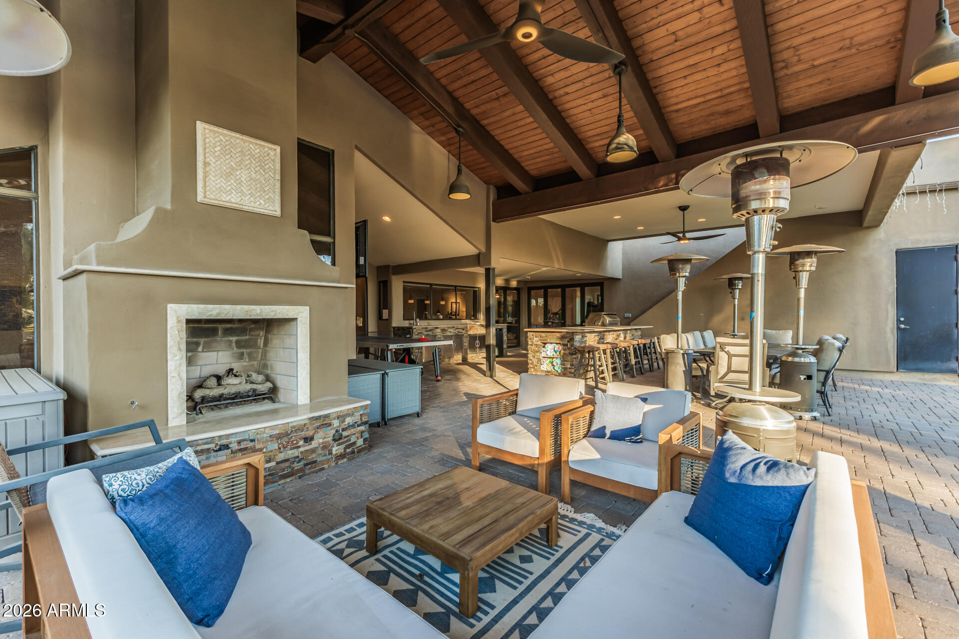 5821 East Cactus Road Scottsdale, AZ 85254 - Photo 73 of 93 Covered Patio with Fireplace