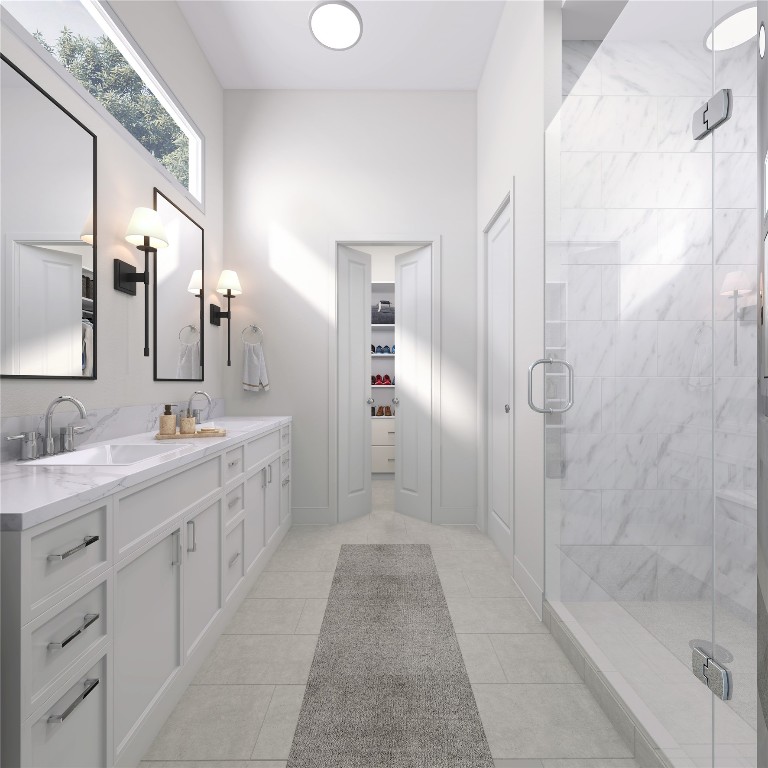 1016 East 27th Street Houston, TX 77009 - Photo 26 of 26 a bathroom with a double vanity sink a toilet and shower