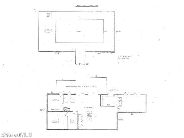 794 Scott Road Lewisville, NC 27023 - Photo 8 of 8 Interior Space/Layout. Lower Level and Pool area. The floor plan was obtained from a 1977 appraisal and all information is subject to change and should be verified.