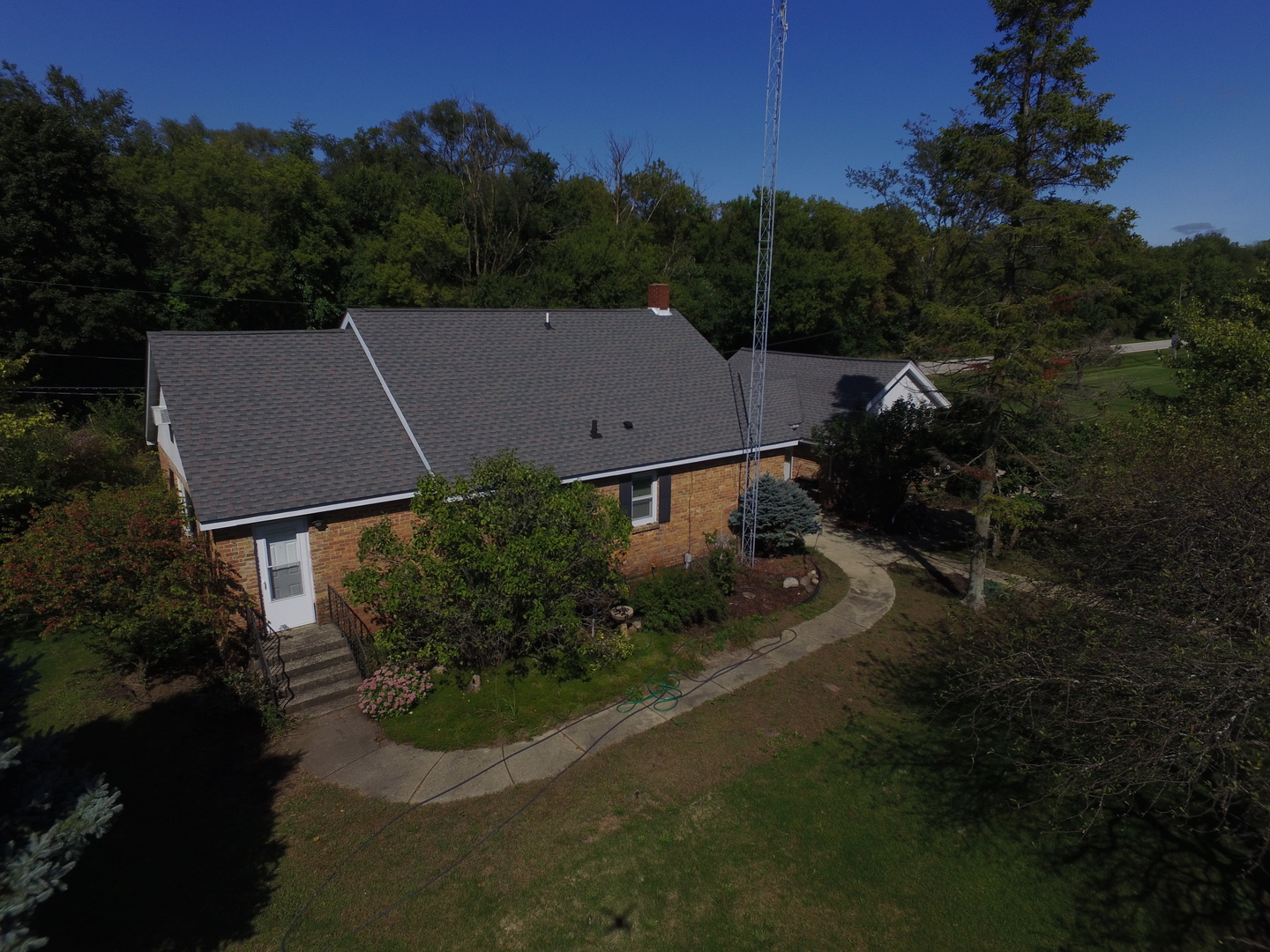 an aerial view of a house