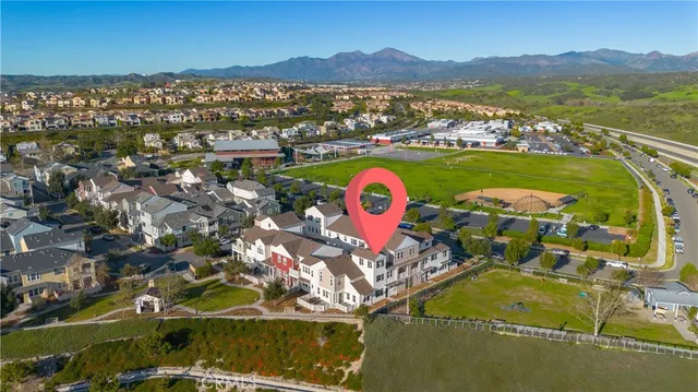 a view of a city with an outdoor space