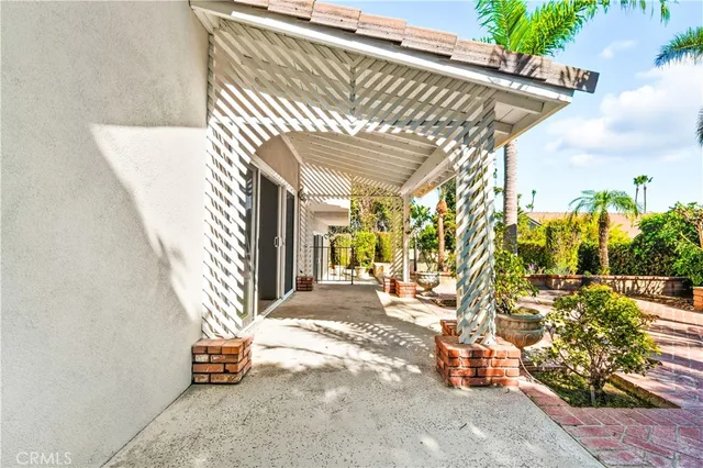 a view of a garden with a pathway