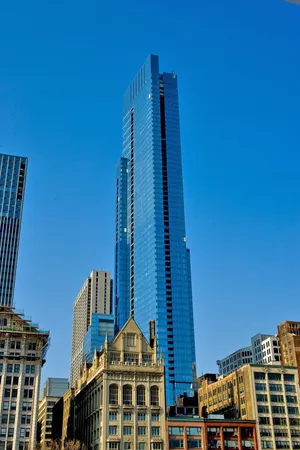 a view of a city with tall buildings