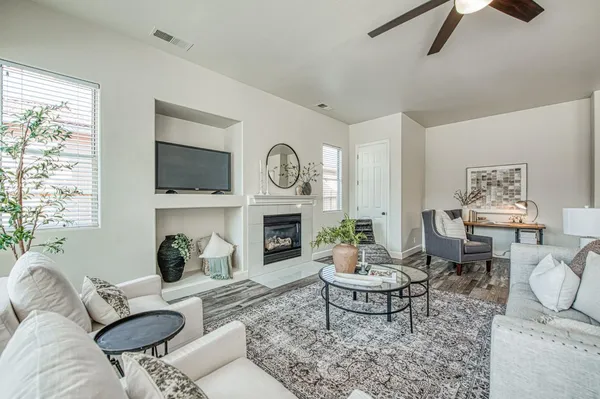 a living room with furniture