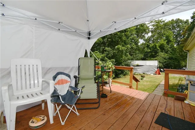 a view of a chairs in a patio