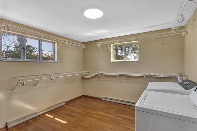 a view of a room with racks on the wall