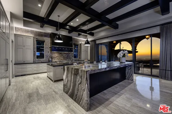 a kitchen with lots of counter top space
