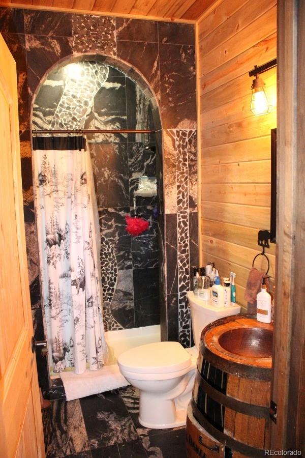 1 Sagamore Trail Black Hawk, CO 80422 - Photo 15 of 34 a bathroom with a sink toilet and shower