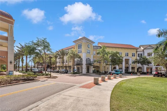 a view of a building with a street