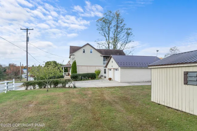 an aerial view of a house