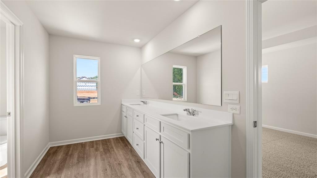 906 Stow Lane Monroe, GA 30655 - Photo 21 of 28 a bathroom with a sink a mirror and a window