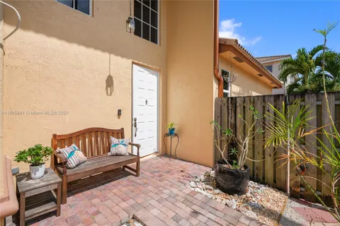 a building outdoor space with patio furniture