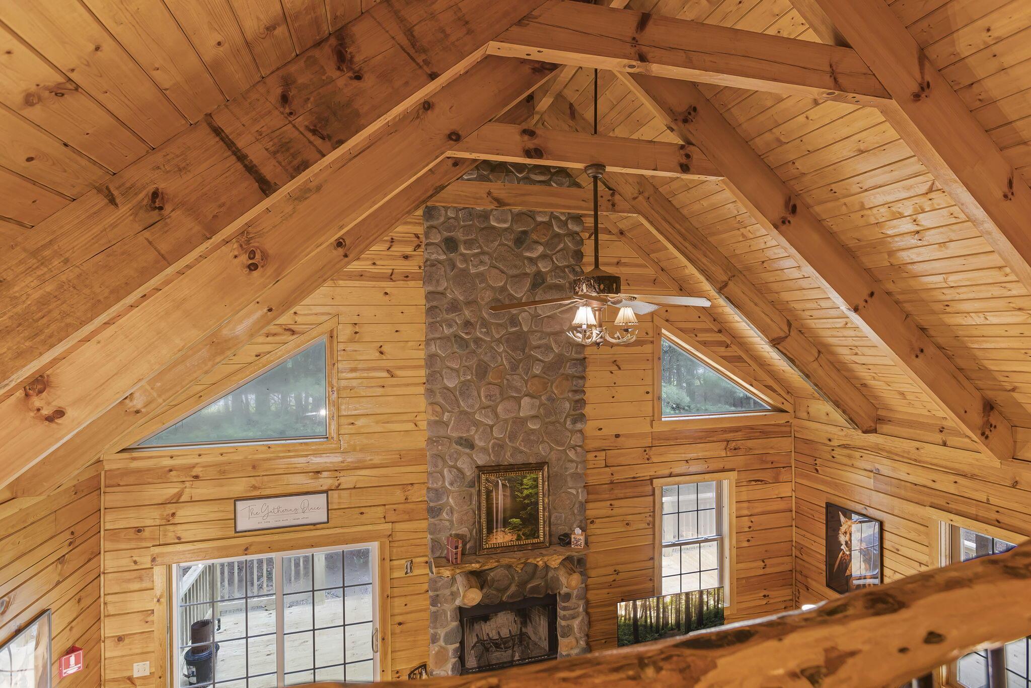 19475 Linden Road Logan, OH 43138 - Photo 28 of 94 Vaulted wood-paneled ceiling with exposed beams